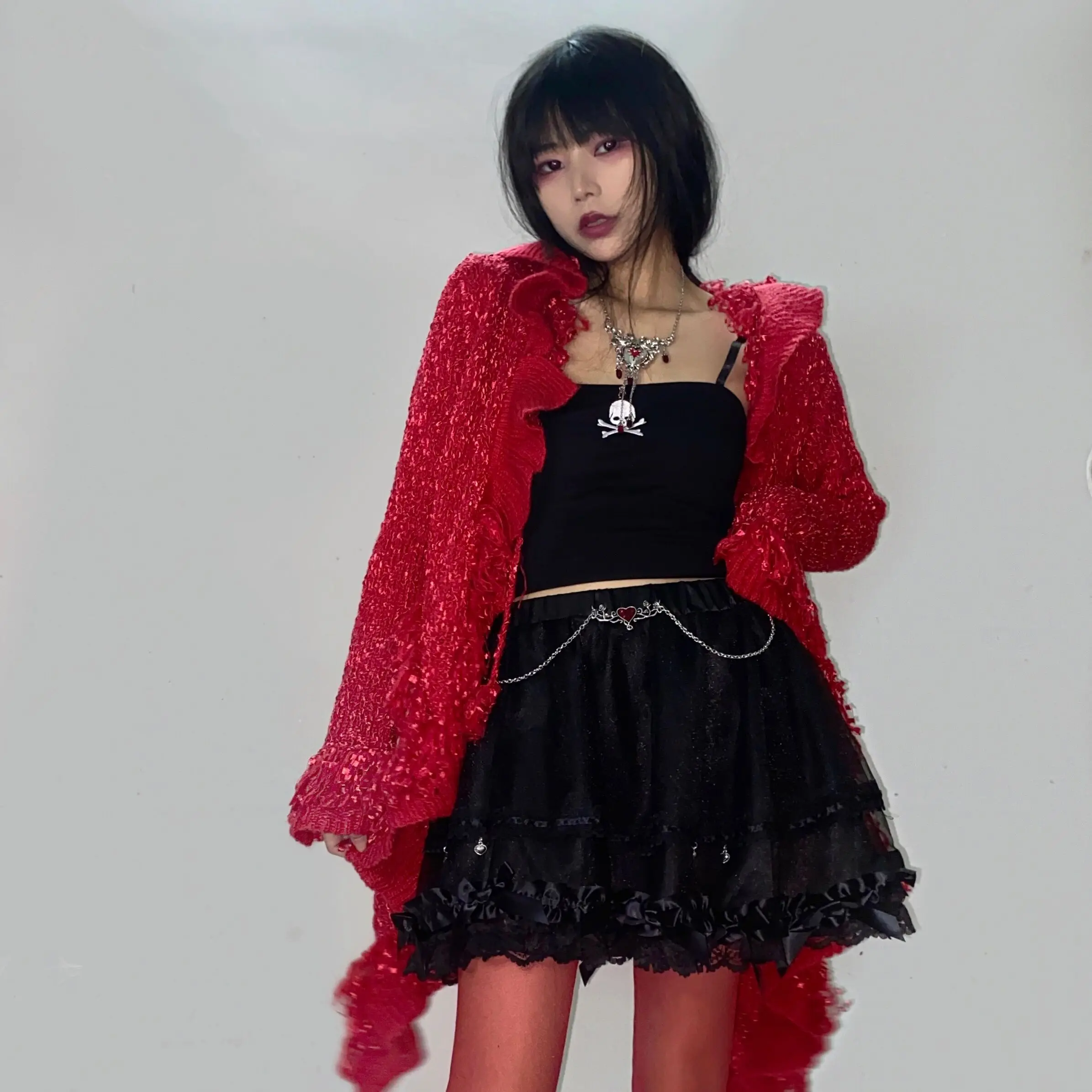 Ruibbit юбки с высокой талией рок панк Готик любовь Harajuku принцесса бальное платье