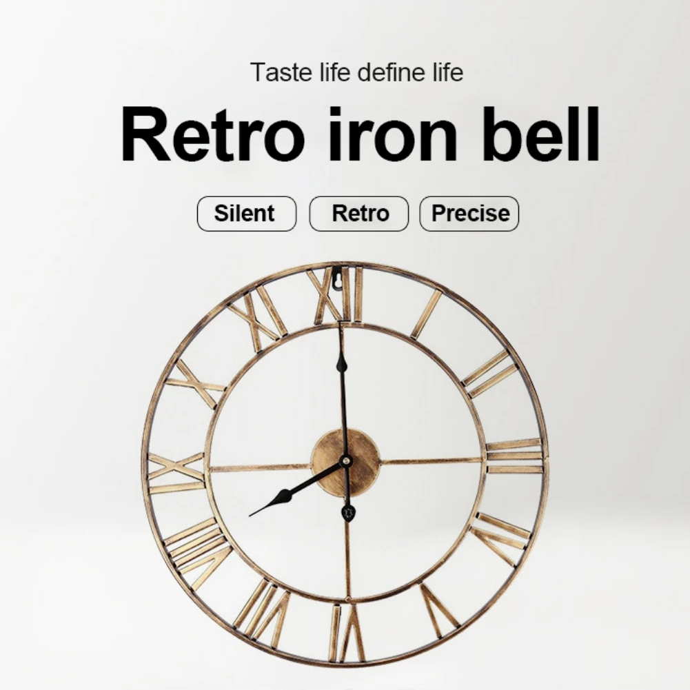 

European Retro Clock Creative Decoration Wall Clock Stainless Steel Quartz Living Room Kitchen Bedroom 40 cm / 47 cm