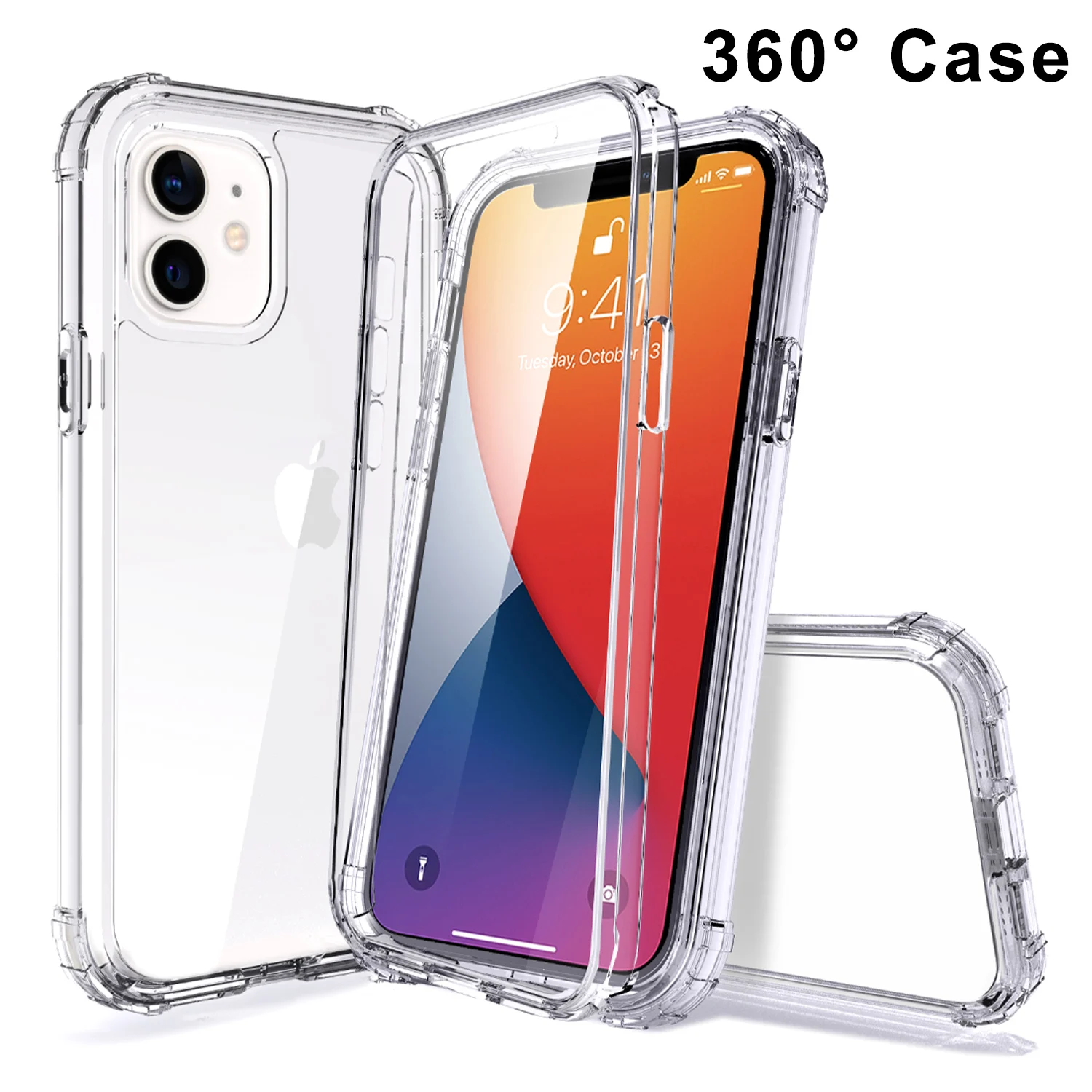 

360 прозрачный защитный чехол для iPhone 11 12 13 Pro Max XR XS MAX 7 8 SE2 противоударный Встроенный протектор экрана Прозрачный