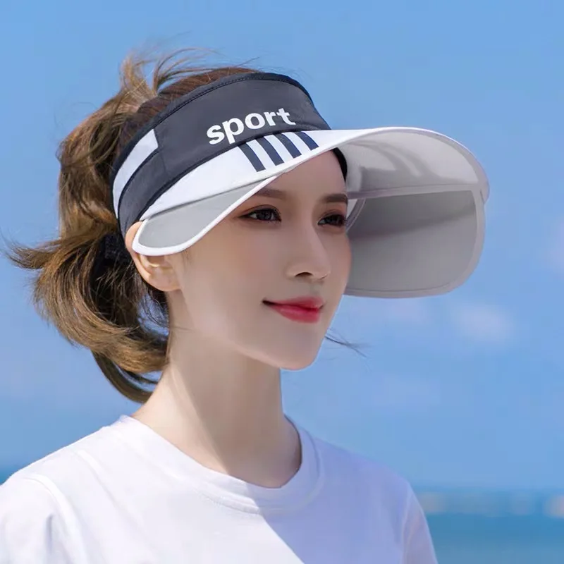 

2020 new style sun virsors sports print sun hats for women wide brim beach hat UV protection female cap Fishing sunscreen