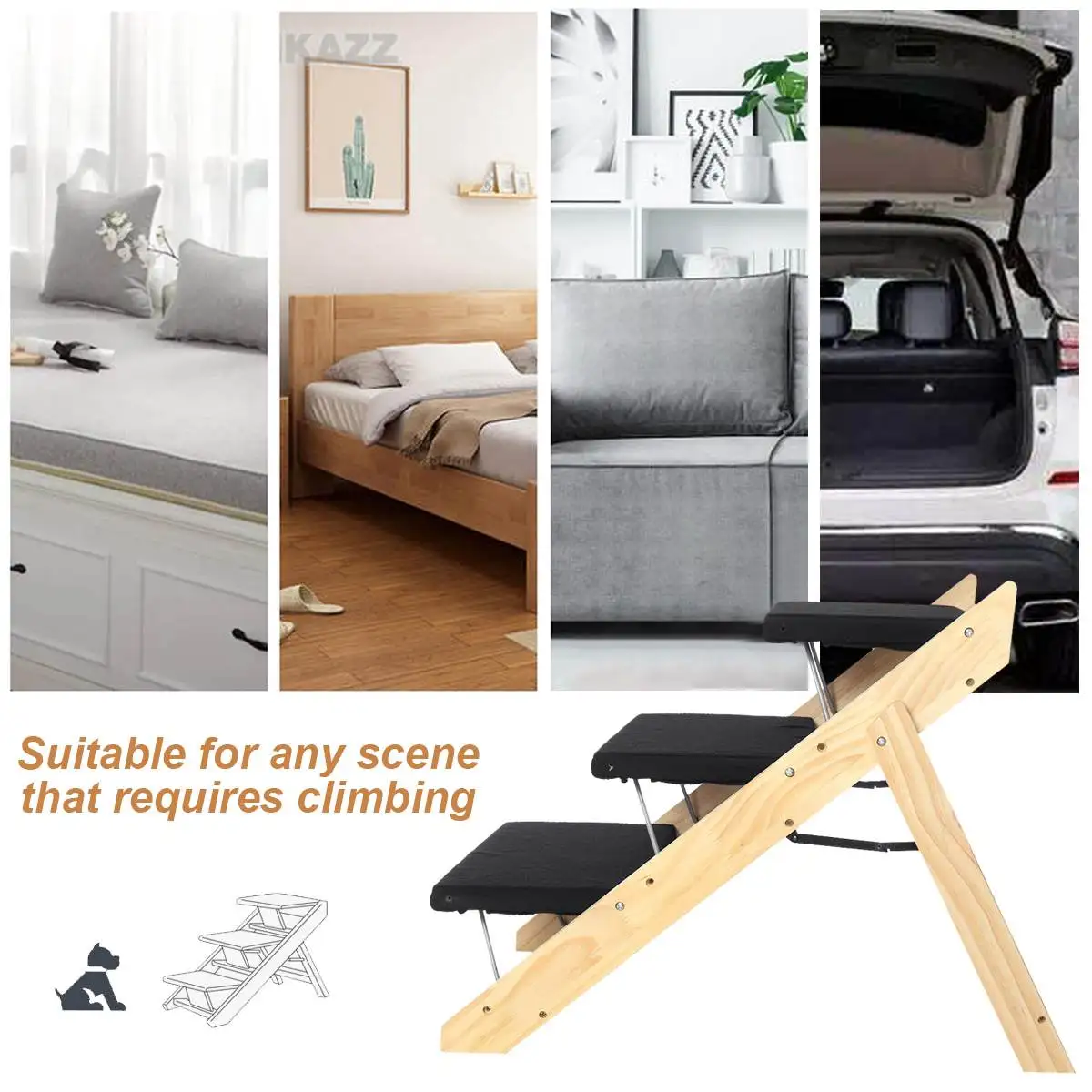 

Pet Dog Steps Stairs Portable Foldable Pet Dogs Ramp Dog Ladder Pet Staircase Dogs Puppy Car Steps Ramp Ladder Pet Truck Ramps