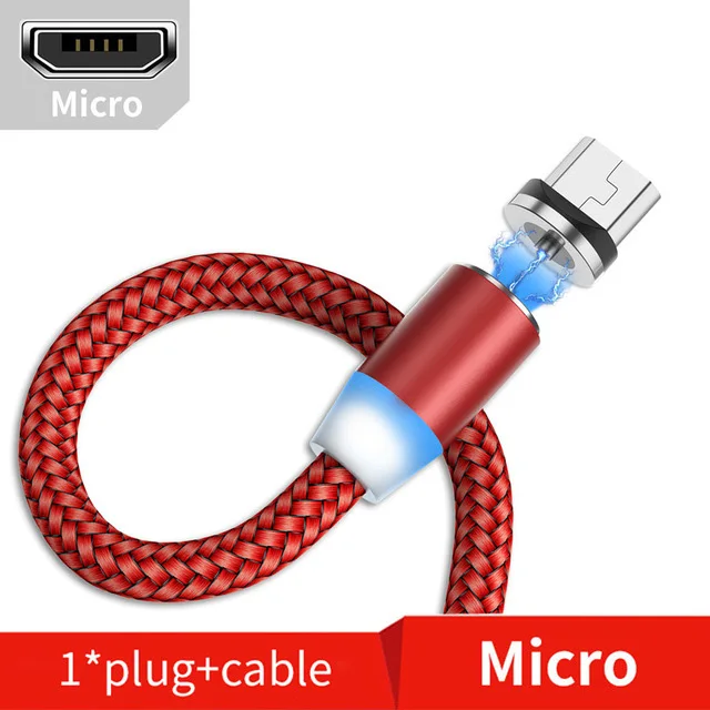 Олаф 2 м Магнитный Micro USB кабель для iPhone samsung Android мобильный телефон Быстрая зарядка usb type C кабель магнит зарядное устройство провод шнур - Цвет: For Micro Red
