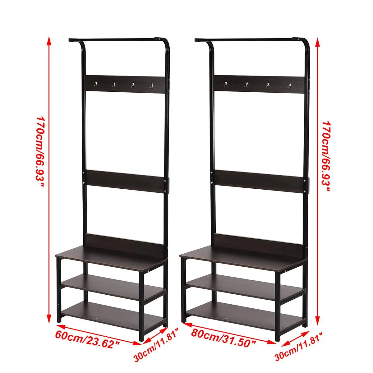 

170x80cm Coat Rack Landing Clothing Holder Multi-function Floor Standing Clothes Hat Shoes Storage Shelf Rack Bedroom Furniture