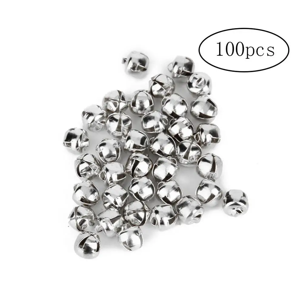 silver 100 шт Рождественский колокольчик мини металлические колокольчики для Рождественского украшения ювелирных изделий ремесло 6 мм Серебряные Красочные - Цвет: silver