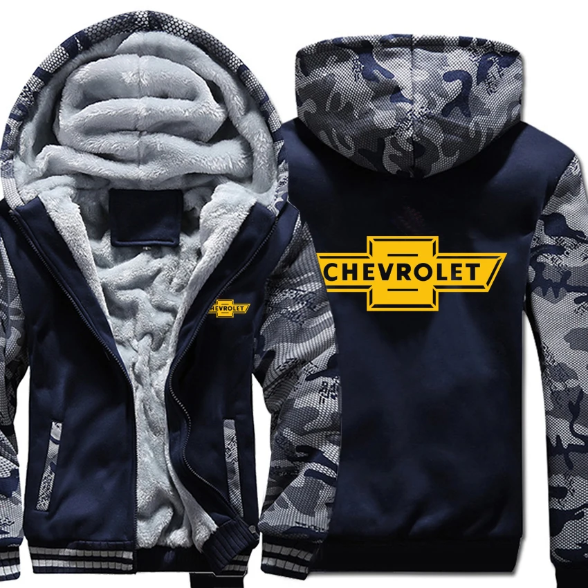 Chevrolet Hoodies Winter Camouflage sleeve Jacket Men Fleece Sweatshirt | Мужская одежда