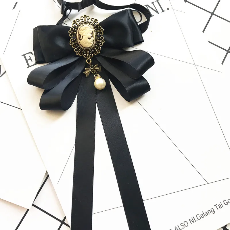 Черные банты лента бант брошь на воротник|Женские галстуки и носовые платки| |