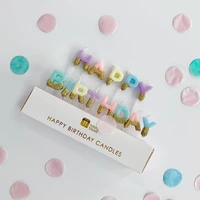 korea decorations color shiny gold powder candle gold silver letter princess birthday party english candle cake baking supplies