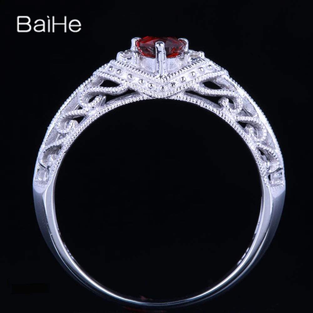 Кольцо BAIHE из белого золота с гранатом 14 к женское модное ювелирное изделие для