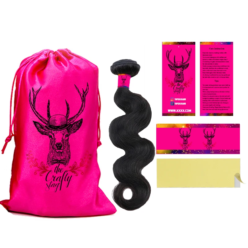 Изготовленный на заказ логотип девственницы волос комплект упаковки атласные