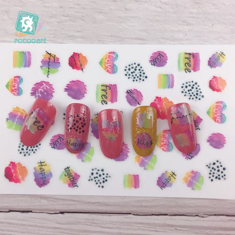 Самоклеящиеся наклейки для ногтей 1 лист зеленый авокадо маленький свежий цветок