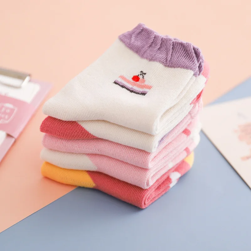 5 шт. Детские хлопковые носки средней длины в Корейском стиле для мальчиков и