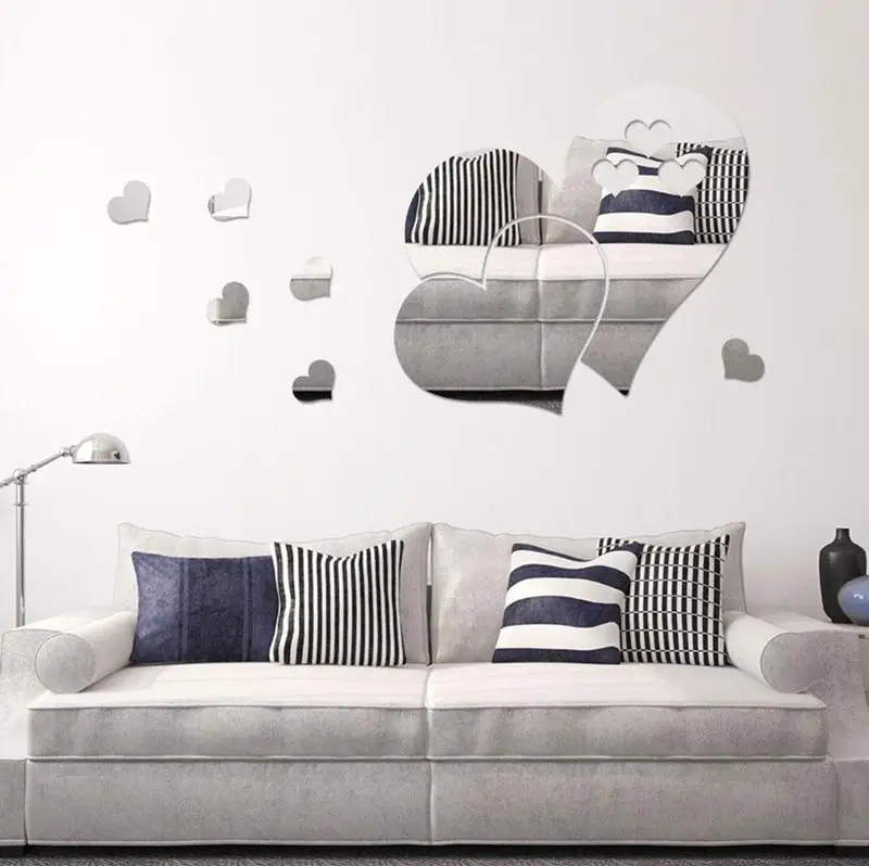 3D зеркальные наклейки на стену любовь сердце наклейка Сделай Сам домашний декор