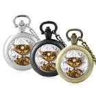 Античные бронзовые панк кошачьи стеклянные кабошоны кварцевые карманные часы винтажные мужские женские кулон ожерелье цепь часы Ювелирные изделия Подарки