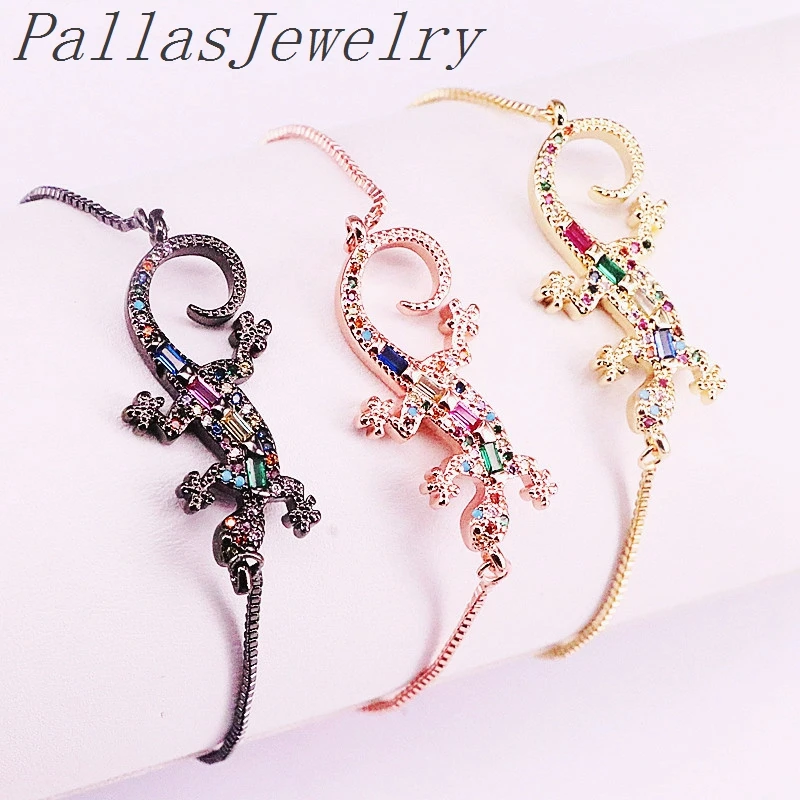 Уникальные микро выложенные радужные фианиты Gecko подвеска в виде ящерицы