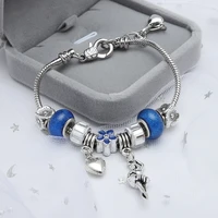 women charm bracelets bangles pulseras of stones and crystal fine heart pendant pan bracelets for women gift jewelry
