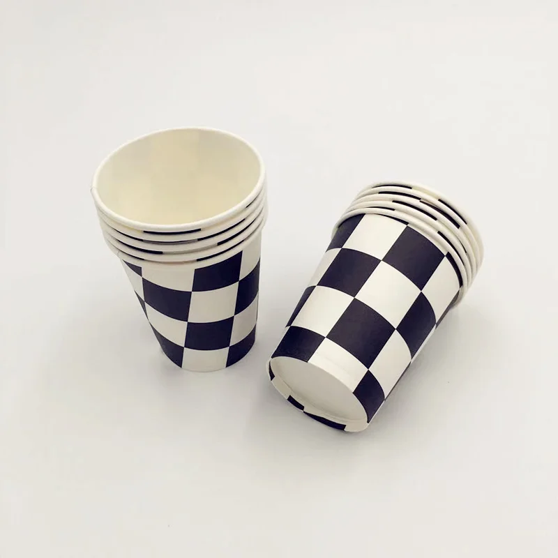 10 шт./лот черно-белые тематические бумажные стаканчики в сетку одноразовые для