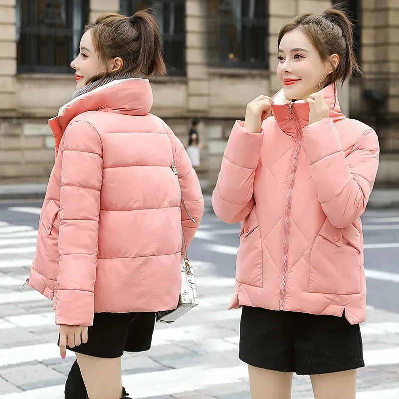 Women' 2022 Down Padded Fashion Jacket New Fashion Ladies Cotton Short Warm Pink Jacket Korean Student Jacket padded Coats B31
