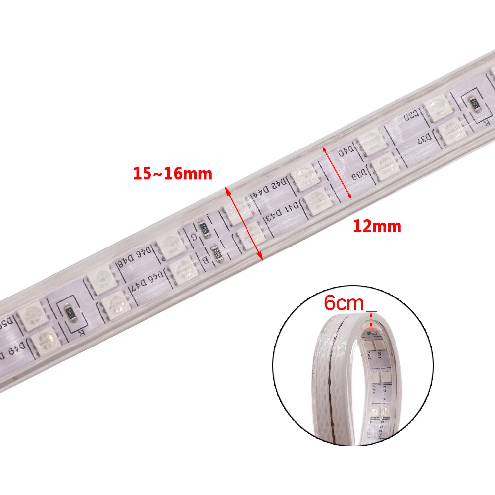 Super Bright 5050 RGB LED Strip Light 120led 220V Remote Control Waterproof Led Tape Rope Flexible Home Decoration | Лампы и освещение