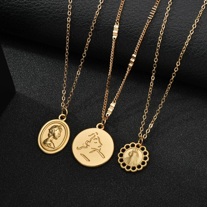 Золотого цвета винтажное ожерелье с кулоном для монет женщин модное длинное