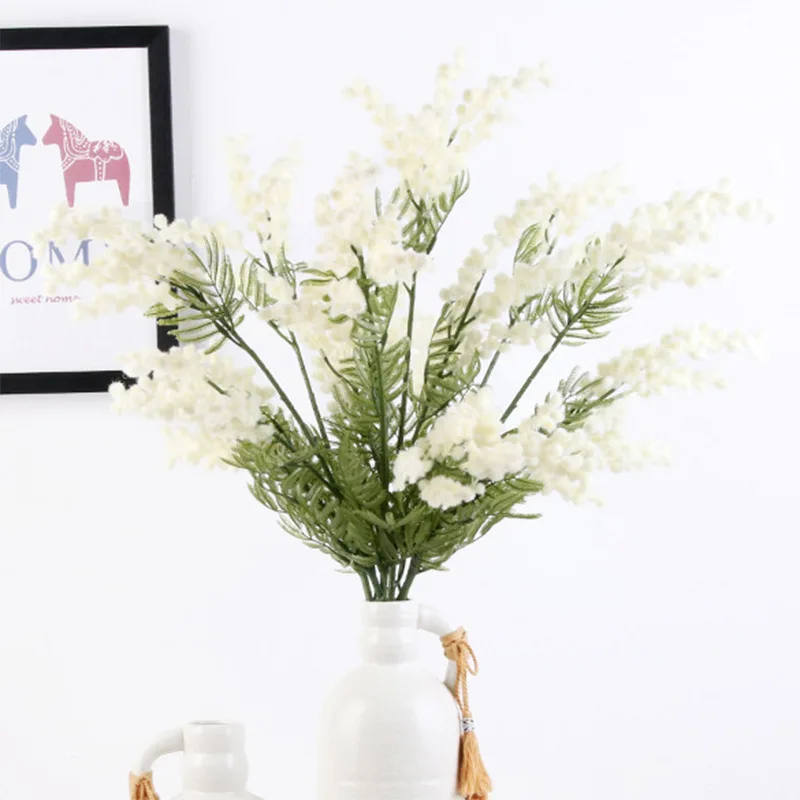 

Artificial Acacia High Grade Simulation Plastic Flowers Plush Three-Pronged King Cherry Blossom Pastoral Style Decorative Floral