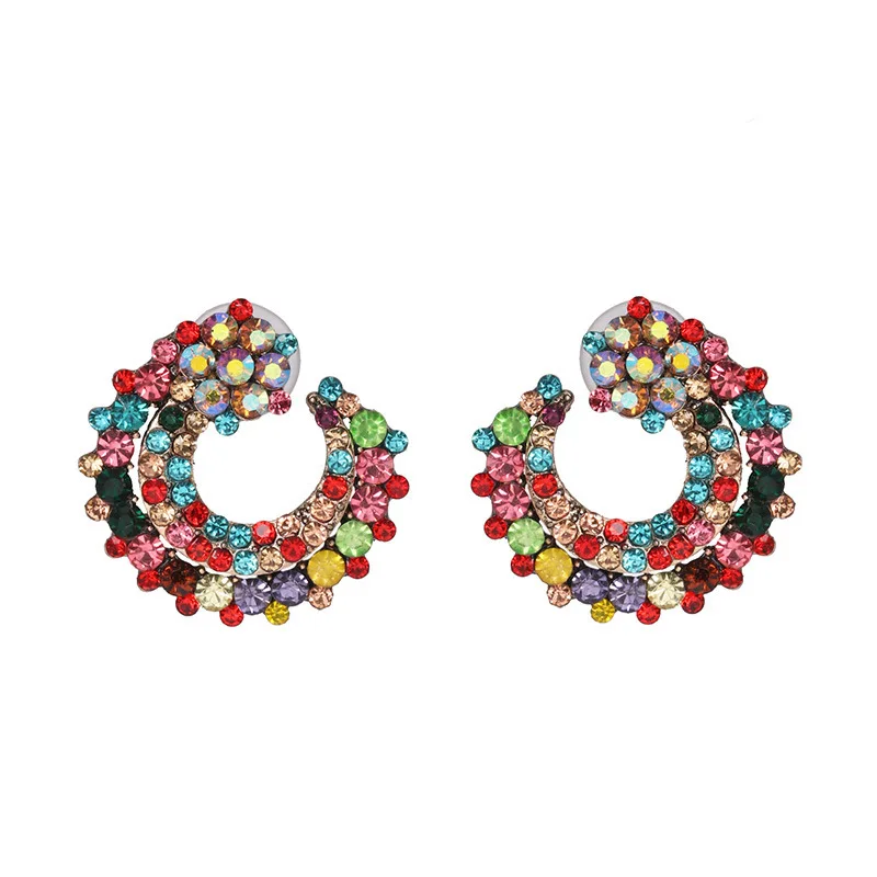 multicolor-1 Висячие серьги в форме сердца для женщин, новые трендовые модные Кристальные Висячие серьги, ювелирные изделия для свадебной вечеринки - Окраска металла: multicolor-1