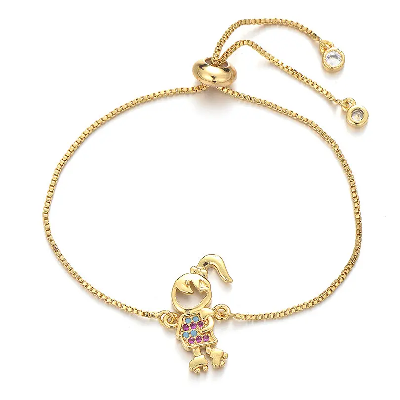 gold Pipitree милый катающийся на коньках амулетный браслет для девочек семейные украшения 4 цвета Медные циркониевые браслеты CZ для женщин девочек брендовая цепочка Pulsera - Окраска металла: gold