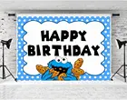Мультяшный фон с печеньем для вечеринки на день рождения синий фон с изображением монстра для детского дня рождения вечеринки торта баннер на стол