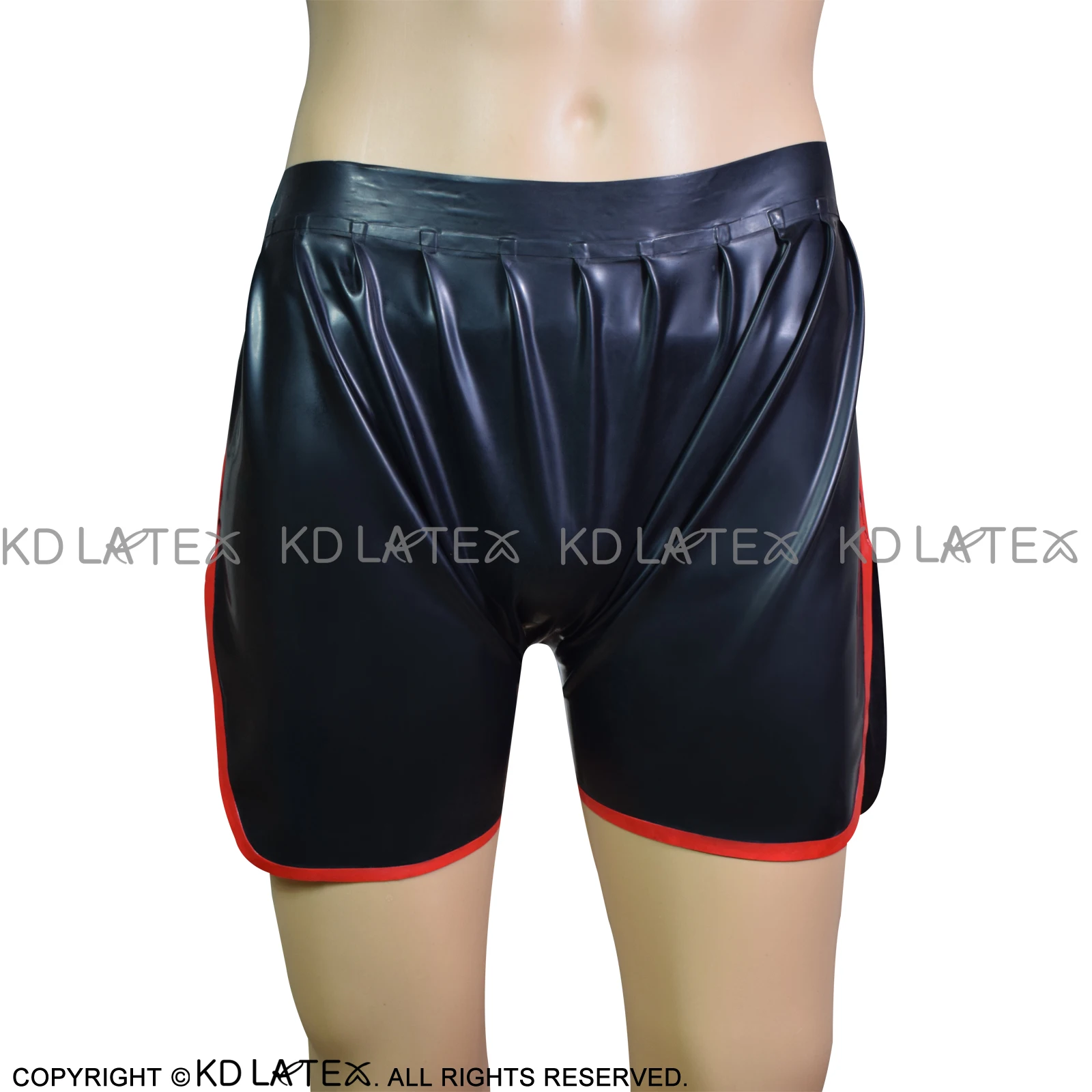 Черно красной отделкой пикантные латекс шорты боксеры с карманами резиновая