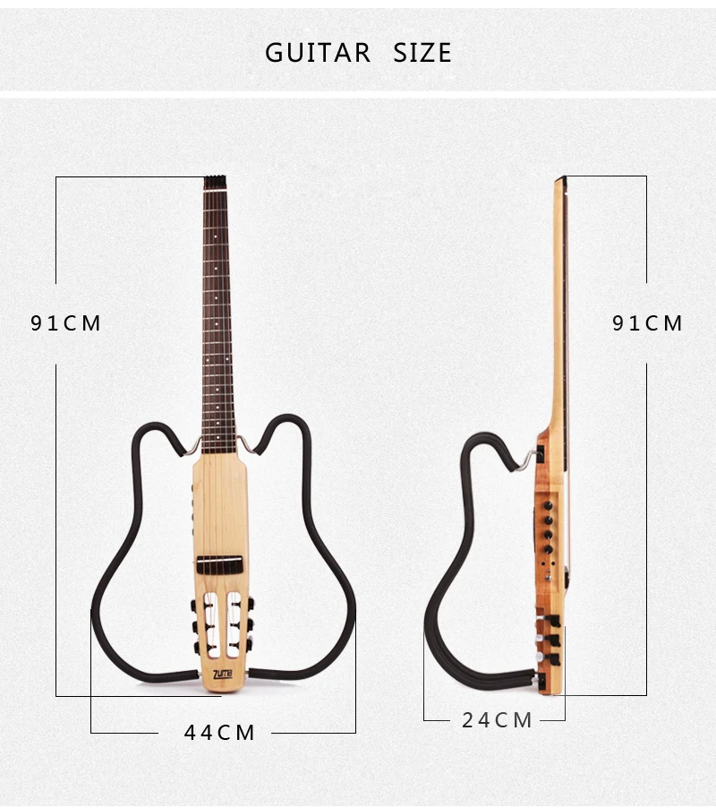 

nylon string headless classical classic silent electric guitar built in effect travel portable fold foldable free shipping