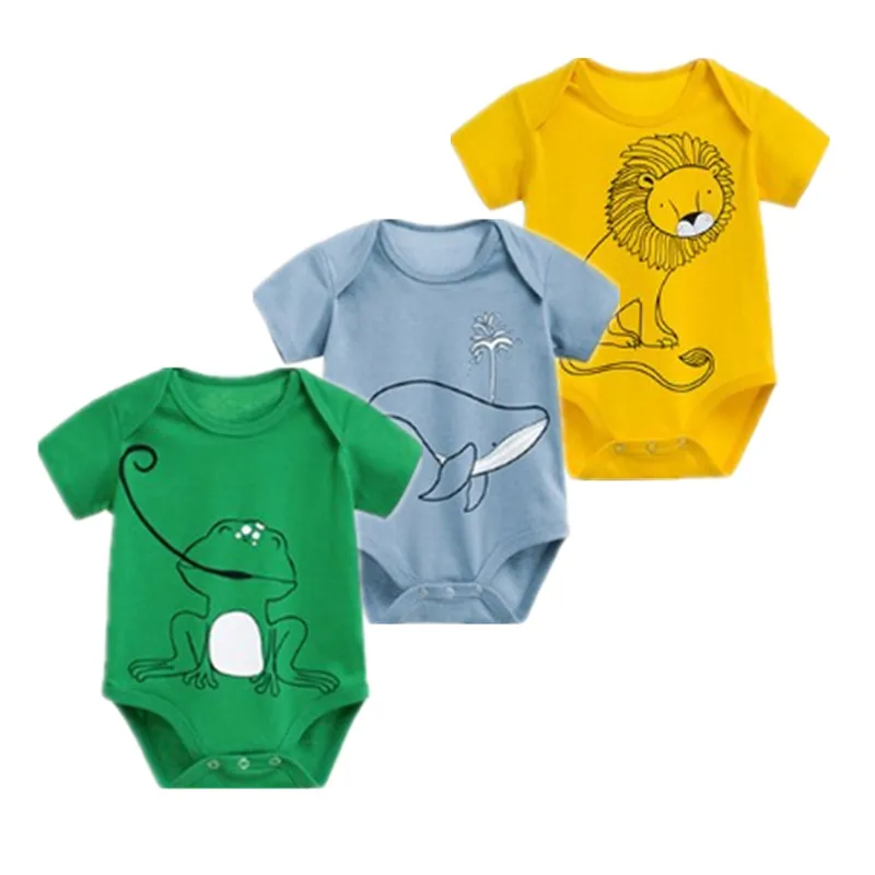3PCS/LOT Baby Rompers 2021 Short Sleeve Cotton baby clothes for boys jumpsuit clothing summer Babies Cartoon Costumes Pajamas | Детская