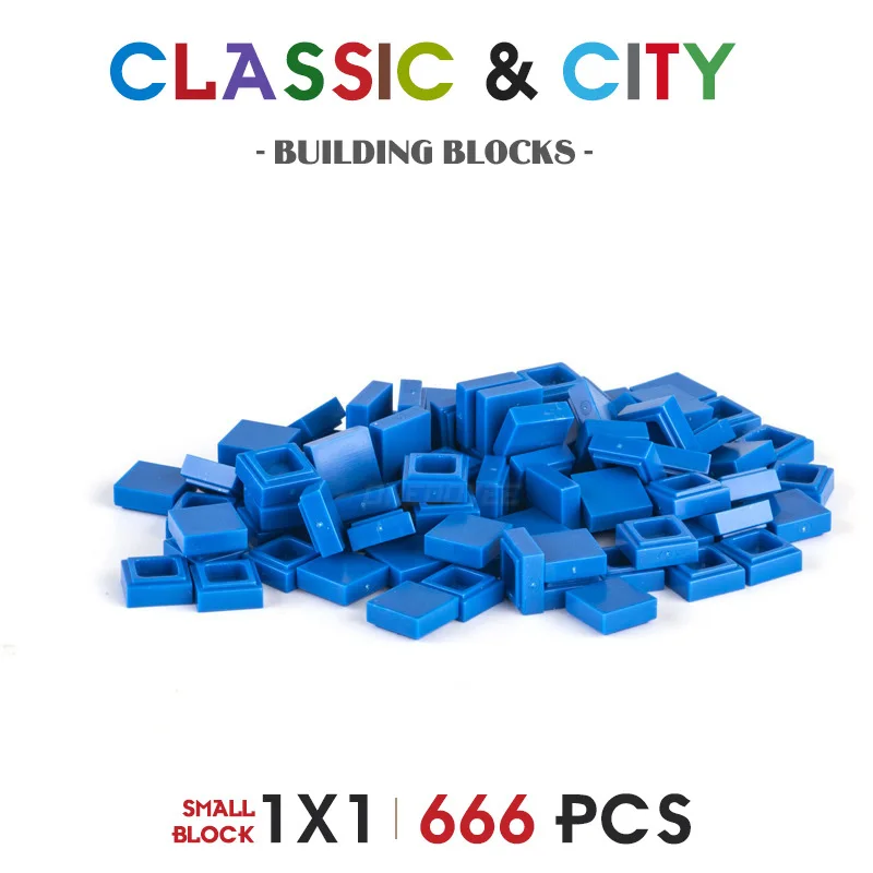 

666PCS MOC Classic Building Blocks Compatible With Brands DIY 1x1 Grooved Brick Bulk Bricks Model Figures For Boys Girls Kids
