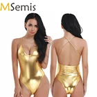 Женский Монокини из лакированной кожи с высоким вырезом, танцевальная клубная одежда, облегающие танцевальные костюмы, гимнастический купальник, боди