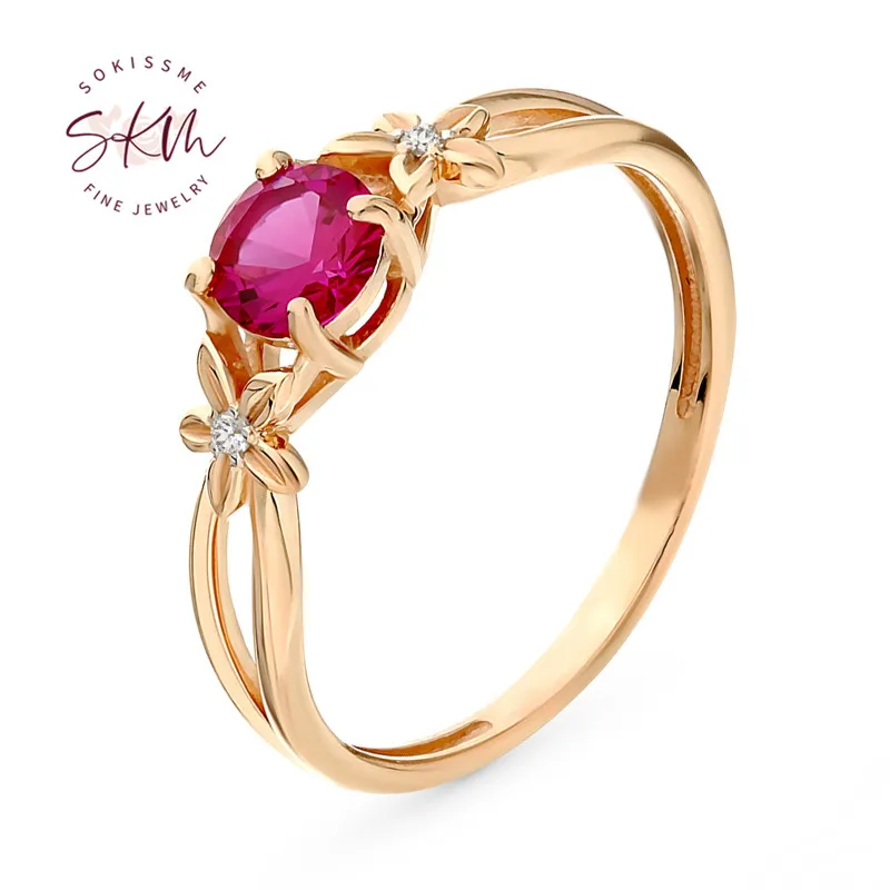

SKM Ruby кольца 14k 18k кольца для женщин цветочные кольца обручальные кольца дизайнерские юбилейные Роскошные ювелирные украшения