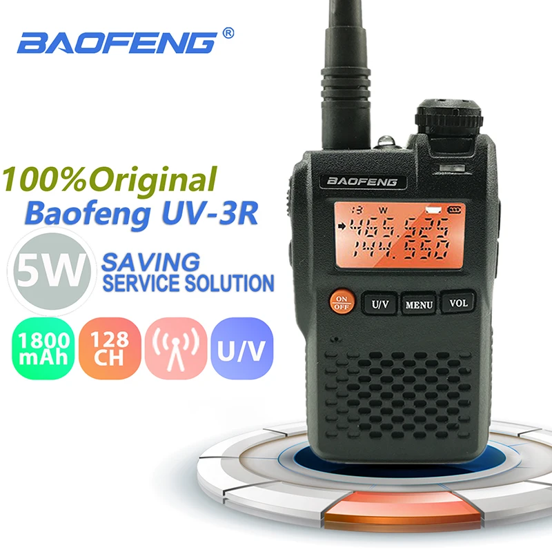Портативная рация Baofeng UV 3R Mini Walkie Talkie 2W 3 7 V портативное радио UHF VHF двухдиапазонный