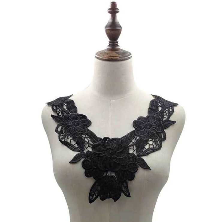 

20Pc White Black Embroidered Lace Collar Material Fabirc Dress Guipure Neckline Trim Applique Sewing Trimmings And Embellishment