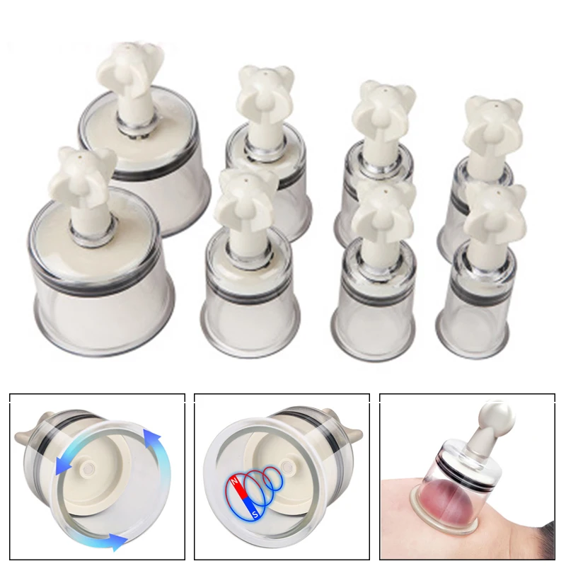 

10Pcs/Box Anti Cellulite Massage Cans Rotary Handle Vacuum Suction Cans Acupuncture Cupping Cup Nipple Enhancer Health Care Tool