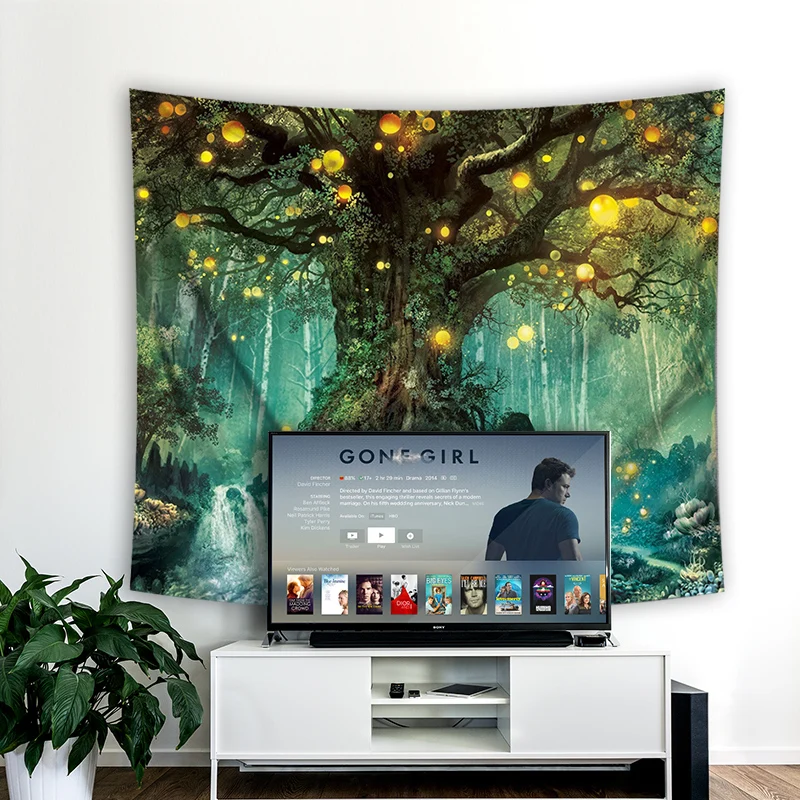 

Forest Life 3D Tree Tapestry Landscape Wall Hanging Tapestry Living Room Decoration Lantern Tree Tapestry Magic Home Decor Tap