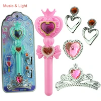 magic wand led light music function with 4 jewellery accessories girl play house pretend princess flash toy kids birthday gifts