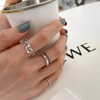 xiyanike silver color lucky letter double layer bead ring female fashion trend simple opening cool temperament jewelry