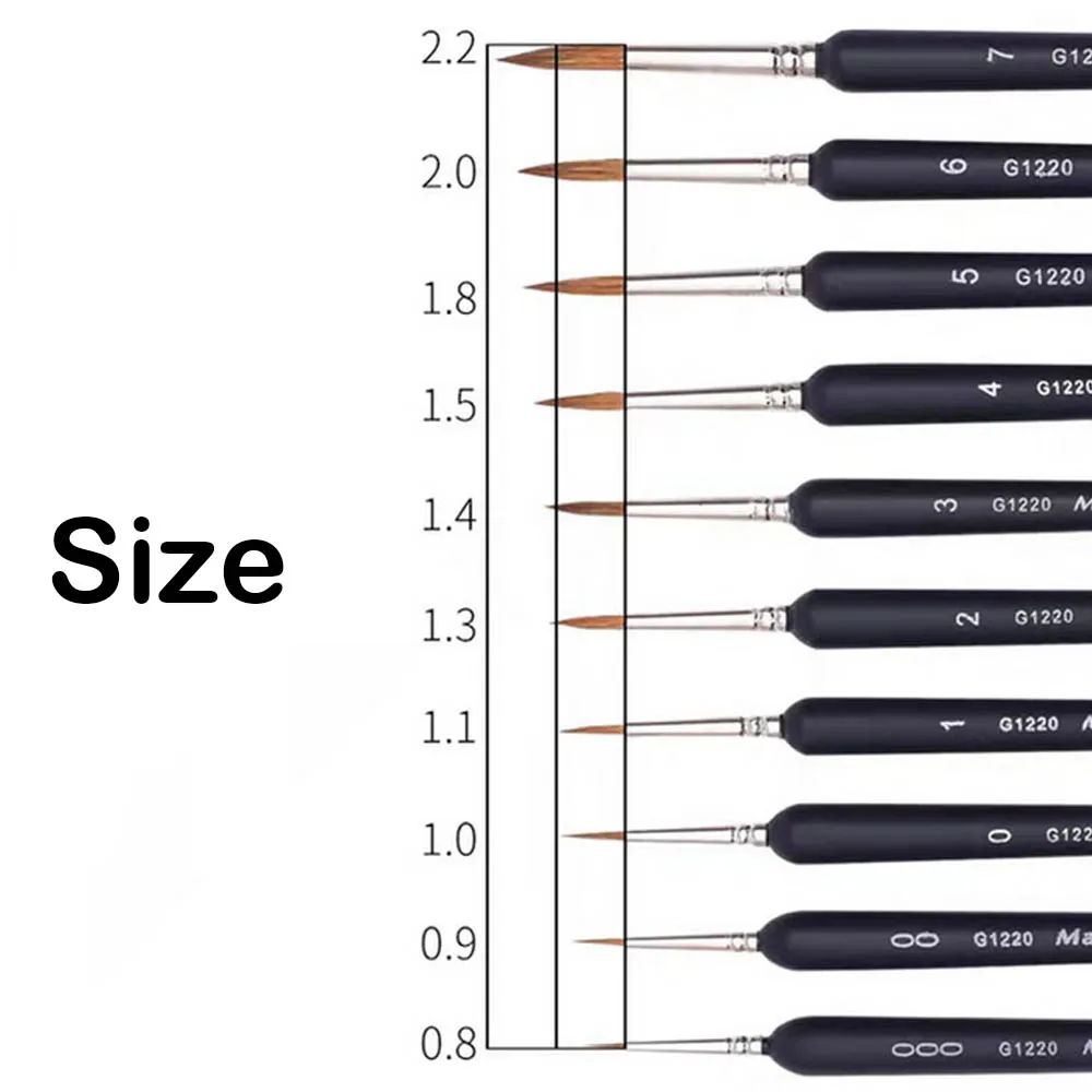 9 шт./компл. Краски кисти Волк волос миниатюрный вытяжной Канат ручки ing набор