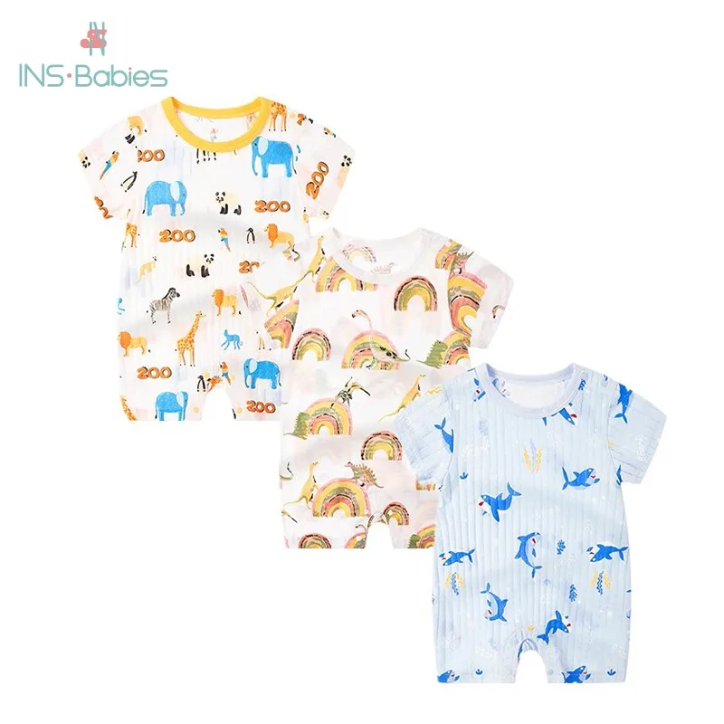 

Summer Baby Girls Romper Pure Cotton Thin Short Sleeve Jumpsuit Cute Cartoon Printing Climbing Suit Babies Clothing 0-3y Infant