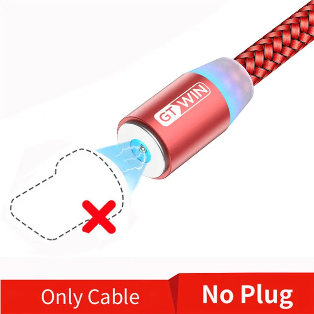 GTWIN 1 м/2 м Магнитный Micro USB кабель для iPhone samsung Быстрая зарядка usb type C Магнитный зарядный usb кабель зарядный шнур для телефона - Цвет: No plug only cable