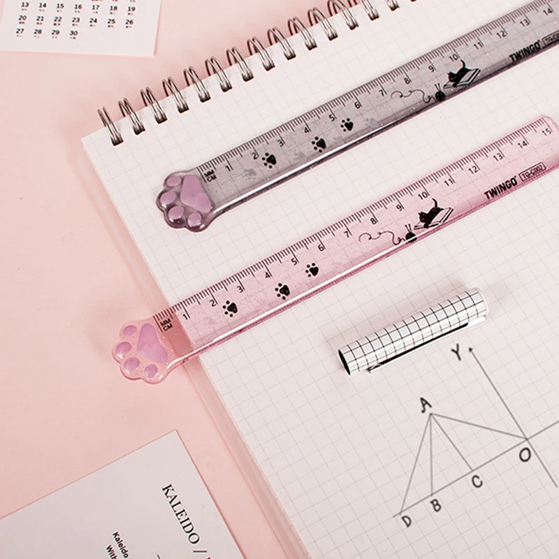 

1Pcs Cartoon Cats Claw Glitter Measuring Ruler For Student Creative Stationery School Office Supplies Wholesale 15CM