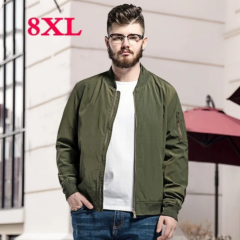 

new large plus size 2020 8XL 7XL 6XL Spring Autumn Jackets Solid Fashion brand Coats Male Casual Slim Jacket Men Outerdoor