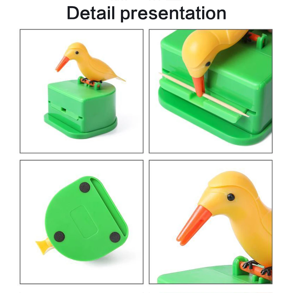 

Funny Small Bird Toothpick Container Automatic Toothpick Dispenser Toothpick Holder Storage Box Table Decoration Accessories