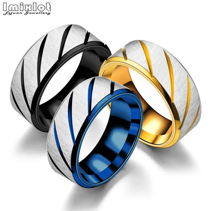Мужские кольца 8 мм из нержавеющей стали синего черного и золотого цвета модные с