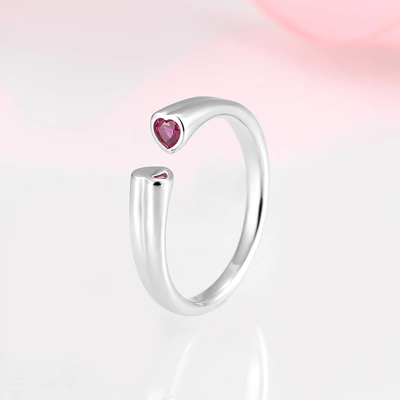 Женское регулируемое кольцо из серебра 925 пробы с розовым цирконием | Украшения и