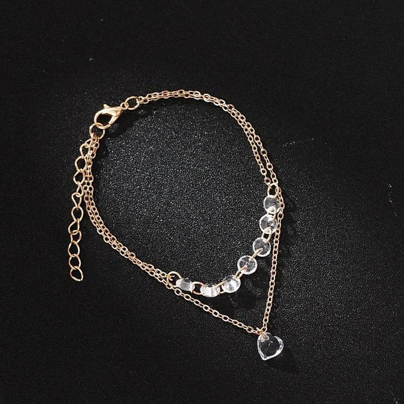 

Fashion Crystal Heart Bracelet For Women Korean Style Adjustable Clear Beaded Bracelets Jewelry Wholesale Fashion Girl Gift