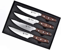 steak knives set 4 pcs dinner kitchen knives non slip natural ergonomic wooden handle german hc stainless steel steak knife