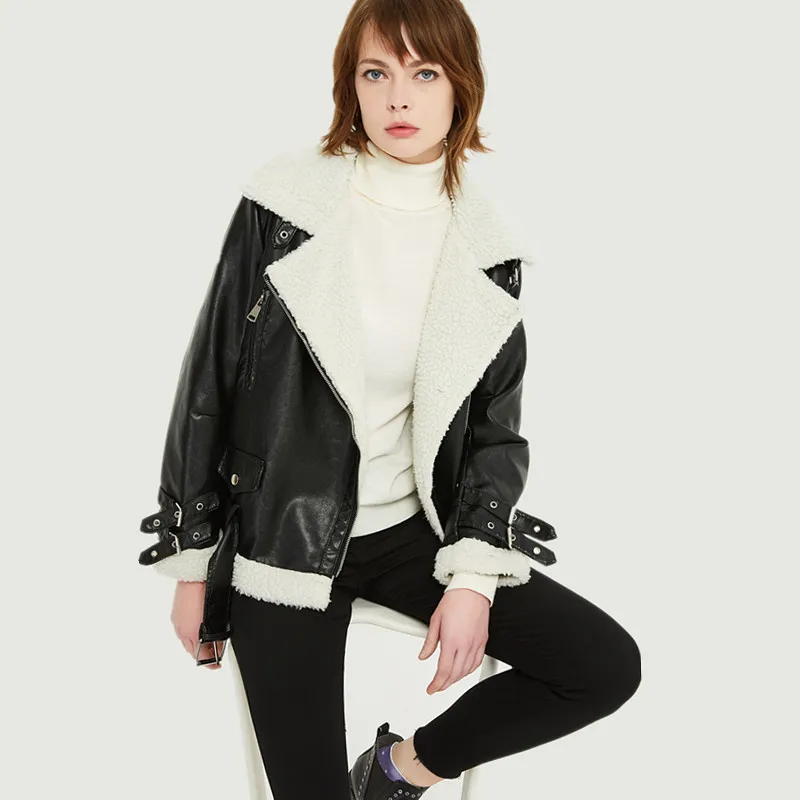 2019 зимняя женская кожаная куртка из овечьего меха chaqueta de cuero mujer уплотненная